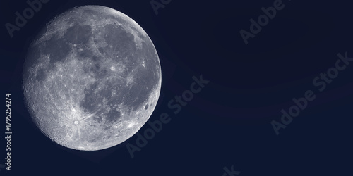 Big Moon stars and planets in space. Craters. Night sky. Air