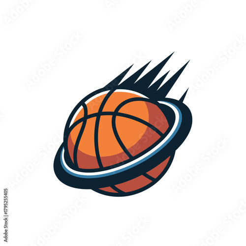 Dynamic basketball logo with streaking motion and orbiting ring