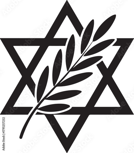 Star of David with olive branch jewish symbol peace