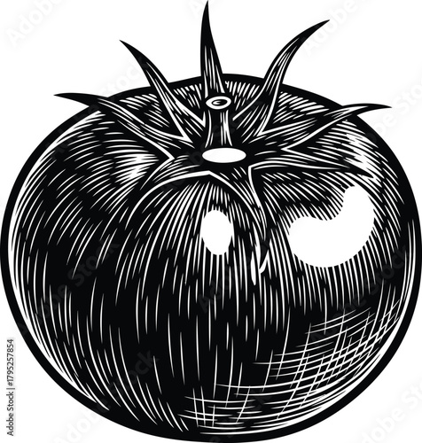 Tomato illustration vector drawing engraving style fresh food design eps silhouette