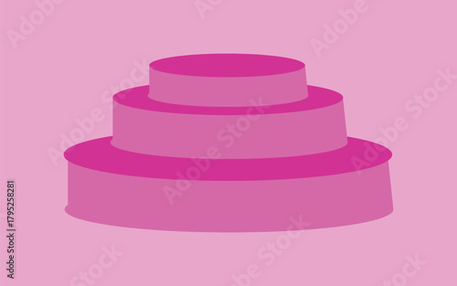 hockey stick and puck, A simple pink three tiered podium or stage on a pink background for awards or presentations