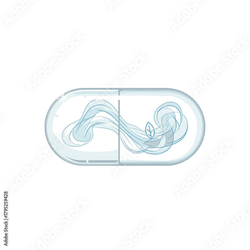 Transparent capsule with swirling liquid inside