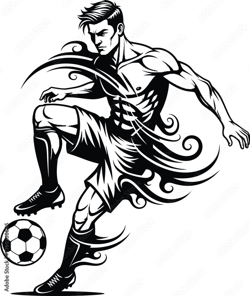 Fototapeta premium Soccer player vector illustration football athlete design graphic art eps silhouette