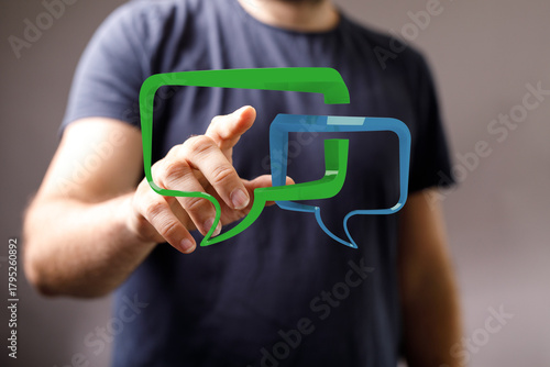 Person points at abstract s...
