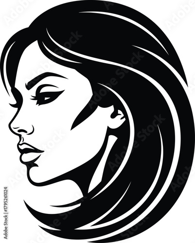 Elegant woman face profile vector illustration beauty salon design art eps silhouette