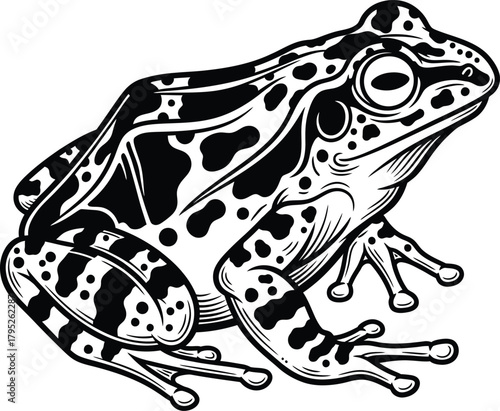 Black and white frog illustration amphibian vector graphic design art eps silhouette