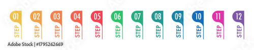 Modern number bullet points for numbered highlights in creative projects, presentation, attractive step by step list, process, progress