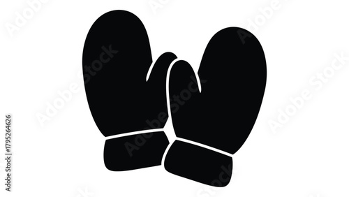 Pair of mittens silhouette icon isolated on white background, Vector
