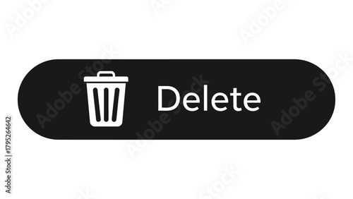 Delete button with trash can icon isolated on white background, Vector