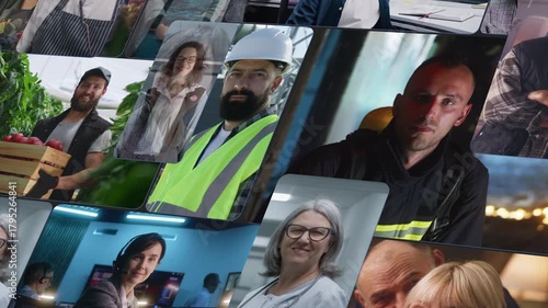 Dynamic Montage of Diverse Professionals in Different Work Environments. From Chefs and Customer Support Agents to Engineers and Industrial Workers. Teamwork, Modern Careers, and Global Collaboration.