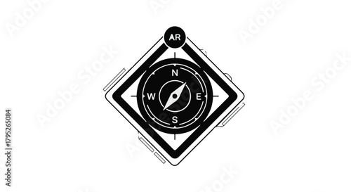 Abstract compass icon with directional arrows symbolizing navigation and guidance.