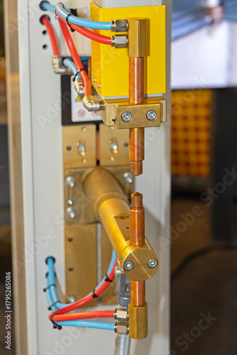 Wallpaper Mural Copper and Brass Contacts at Spot Welding Machine Metal Workshop Torontodigital.ca