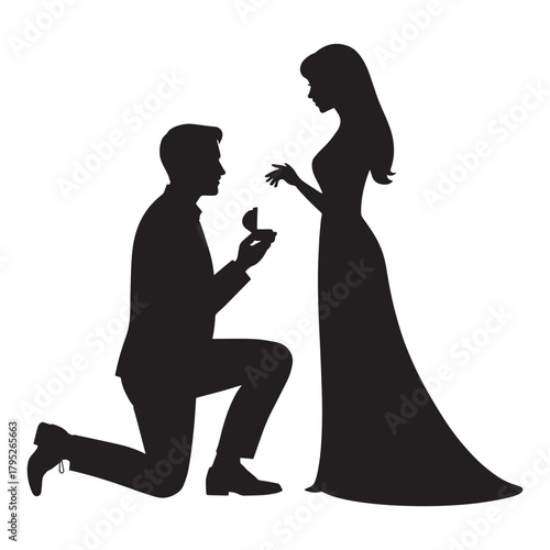 Romantic man proposes marriage to woman with diamond ring, capturing a timeless moment of commitment and future happiness