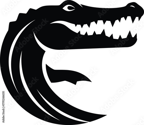Black alligator vector illustration predatory reptile animal design eps silhouette