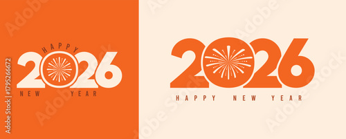 2026 New Year logo design template, stylish typography, collection of 2026 Happy New Year, 2026 number design, vector illustration for greeting card, poster, calendar, invitation, banner