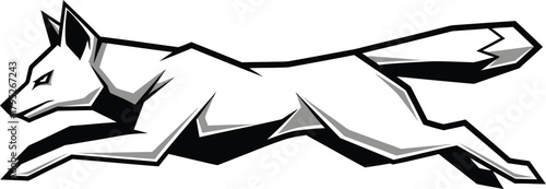 Running fox vector illustration black and white animal design graphic eps silhouette