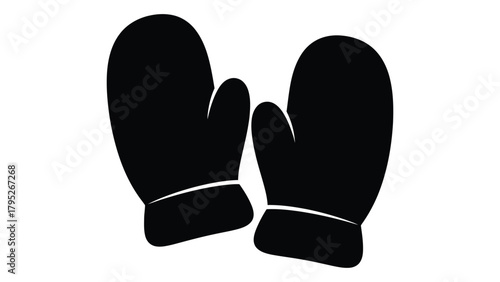 Mittens silhouette isolated on white background, Vector