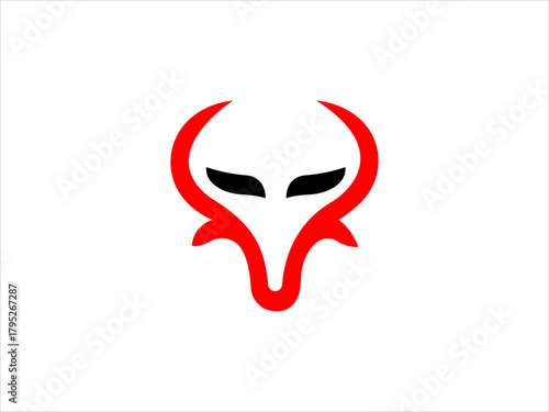 Bull head vector minimalist illustration features two abstract black animal designs on a crisp white background