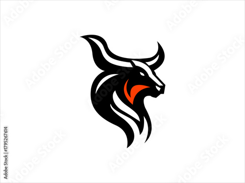 Bull head vector minimalist illustration features two abstract black animal designs on a crisp white background