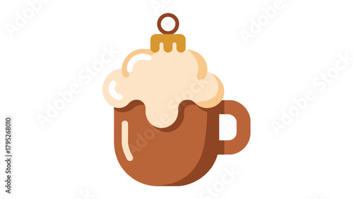 Warm Delight: A charming, artistically rendered cup of coffee, crowned with a cloud of creamy foam and a delicate ornament