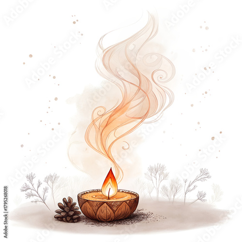 A drawing of a candle with smoke isolated on a transparent background