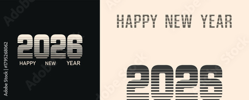 2026 New Year logo design template, stylish typography, collection of 2026 Happy New Year, 2026 number design, vector illustration for greeting card, poster, calendar, invitation, banner