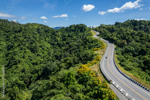 Scenic Aerial View of Number 3 Road in Nan, Thailand