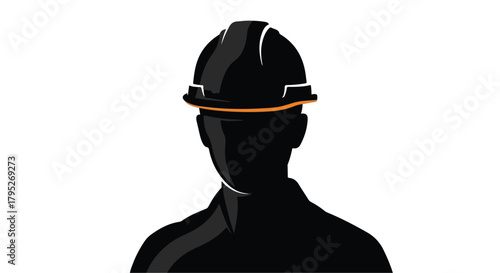 Anonymous silhouette wearing a protective hard hat, symbolizing safety and industry