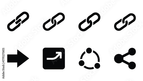 Digital connectivity and sharing icons set isolated on white background, Vector