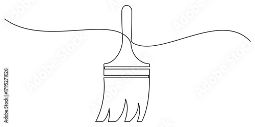 Paint palette art brush continuous one line drawing and minimalist style isolate outline vector, Paint palette art brush icon continuous one line drawing outline vector illustration.