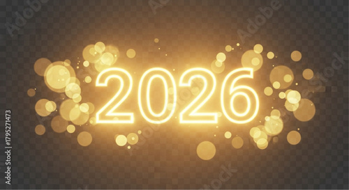 A luminous 2026 displayed against a backdrop of shimmering bokeh lights, embodying hope and expectation for a new year.  vector illustration