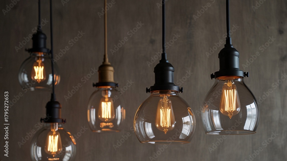 Obraz premium Modern Glass Pendant Lights in Minimalist Industrial Style V8