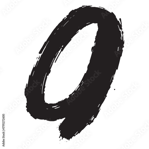 Bold artistic brush stroke numeral zero, perfect for modern design projects, branding, or abstract backgrounds, conveying a sense of creativity and impact.