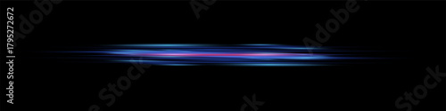 Bright horizontal beam of light on black background. Glowing laser effect creating futuristic and sci-fi aesthetics.
Suitable for technology, energy, speed and digital design themes.
