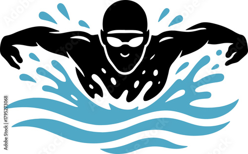 Swimming Design Scalable SVG Vector Graphic with Editable Paths and Layers for Web, UI Design, Digital Art, and Print Applications