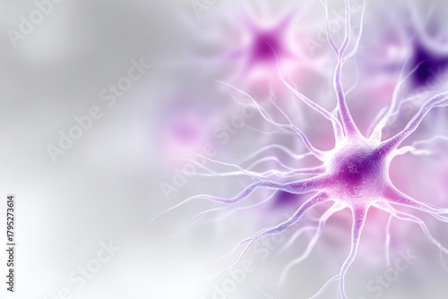 Neural Symphony: An artistic depiction of neurons, the fundamental units of the nervous system, revealing their intricate, star-like structures in a display of biology