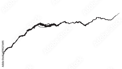 Dramatic black jagged crack graphic symbolizing disruption, failure, or a breaking point on white background