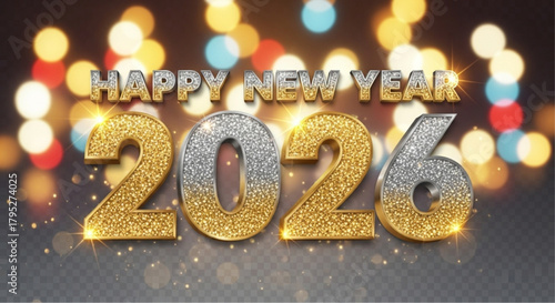 The anticipation of a New Year is artistically displayed with a glittering 2026, where hope, prosperity, and fresh starts are celebrated.  vector illustration