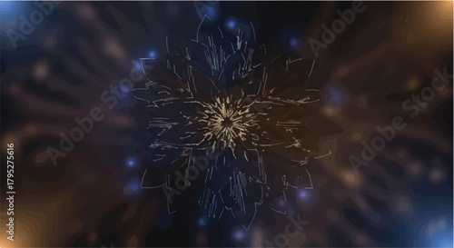 Abstract glowing fractal pattern with organic, intricate details in a dark cosmic background