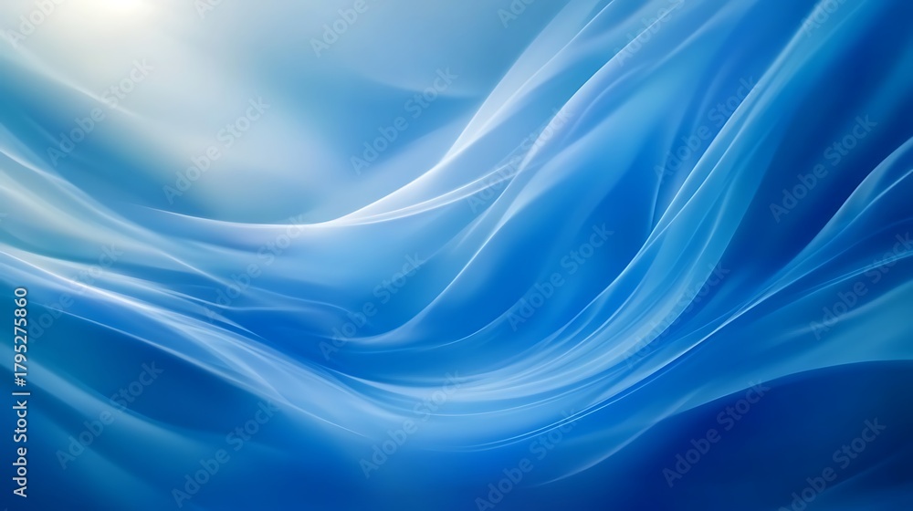 Fototapeta premium Abstract flowing blue and white fabric waves with ethereal light creating a sense of motion and serenity