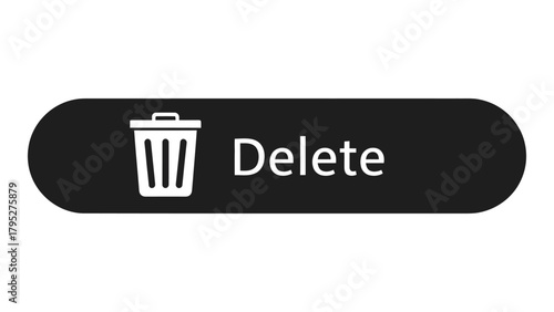 Delete button with trash can icon isolated on white background, Vector