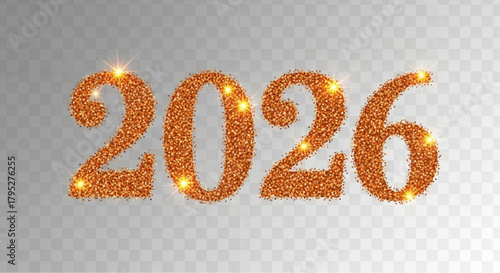 The sparkling new year of 2026. This shimmering composition features the numerical digits of the upcoming year, perfect for conveying anticipation and festivity.  vector illustration