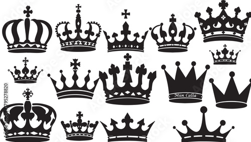 Stunning collection of diverse royal crowns and regal symbols offering timeless elegance and power for impactful design projects.