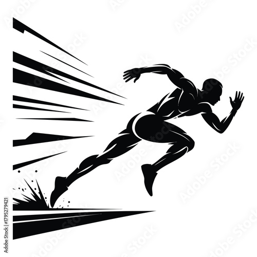 Dynamic silhouette of a runner in full stride