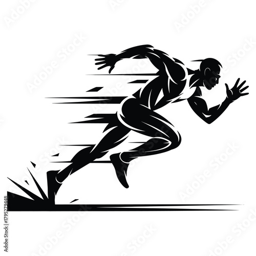 Dynamic silhouette of a sprinter in full motion