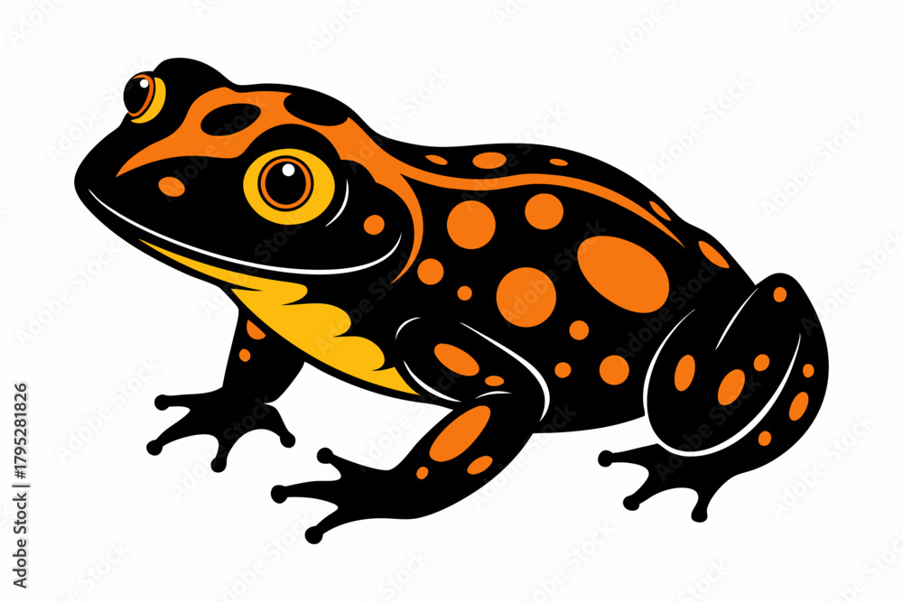 Obraz premium fire bellied toad sihouette black vector