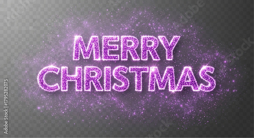 A festive Merry Christmas message shimmers with sparkling light, ideal for spreading holiday cheer and goodwill. vector illustration