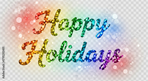 Happy Holidays message, with a gradient-colored text effect. This vibrant and festive design is ideal for seasonal greetings and promotions. vector illustration