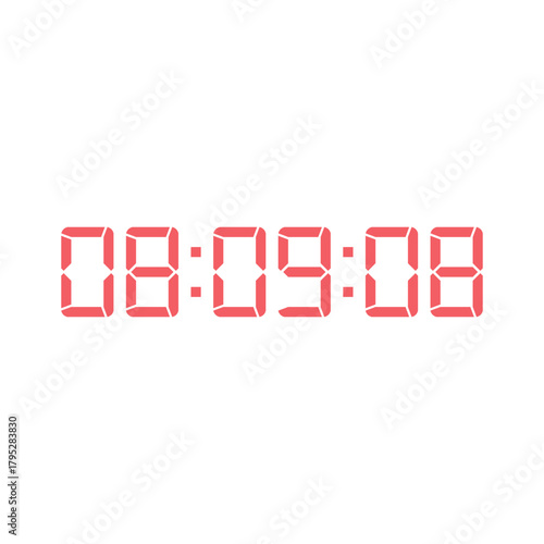 LED digital clock number for counter or calculator mockup design