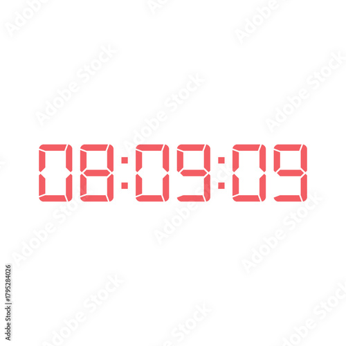 LED digital clock number for counter or calculator mockup design